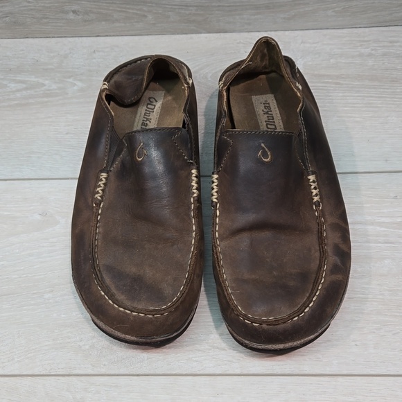 Olukai Mens Moloa Mola Leather Loafer Slip on shoes sz 8.5 main image 12